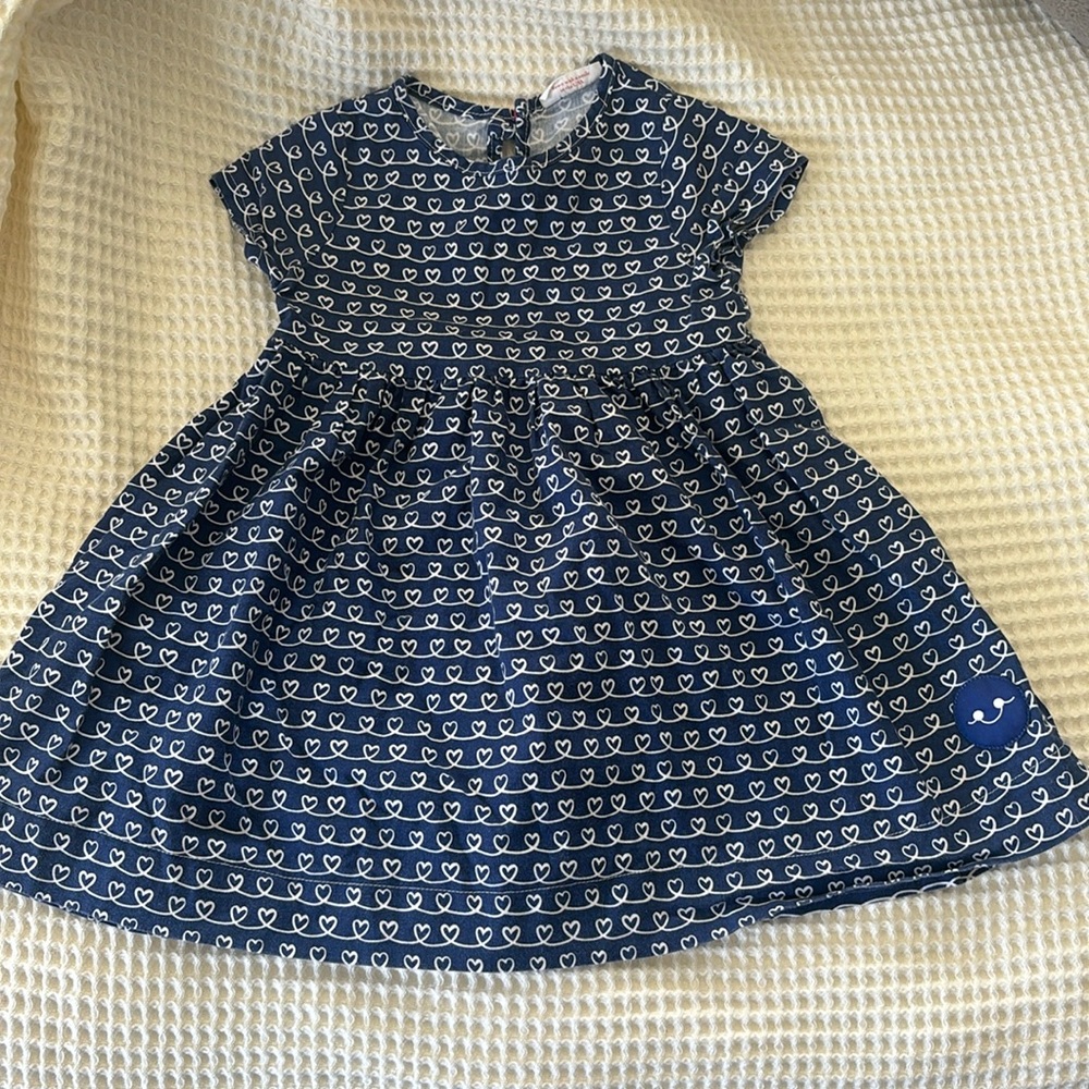 Smiling button little girls dress